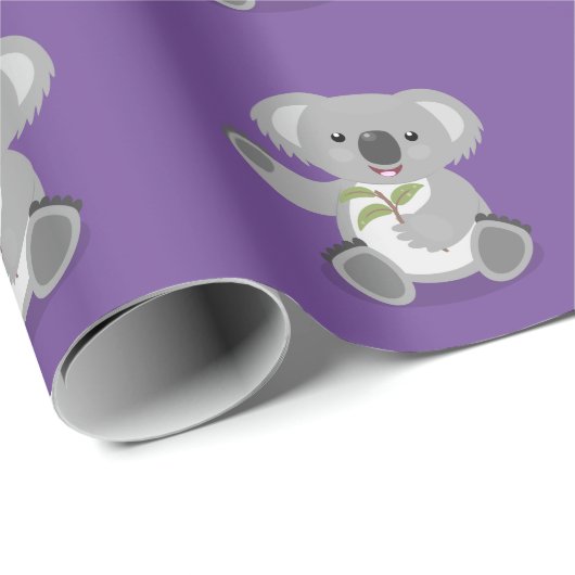 Cute happy koala waving cartoon illustratie cadeaupapier (Rol Hoek)
