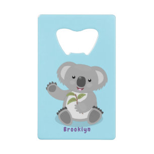Cute happy koala waving cartoon illustratie creditkaart flessenopener