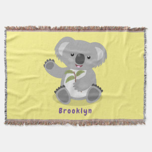 Cute happy koala waving cartoon illustratie deken