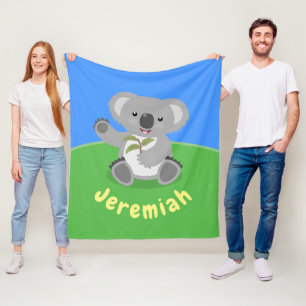 Cute happy koala waving cartoon illustratie fleece deken