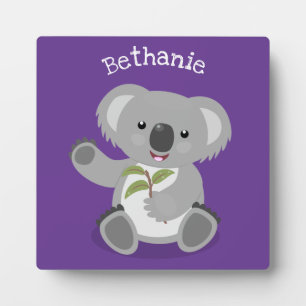 Cute happy koala waving cartoon illustratie fotoplaat