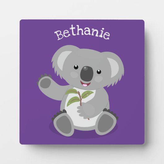Cute happy koala waving cartoon illustratie fotoplaat (Voorkant)