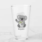 Cute happy koala waving cartoon illustratie glas (Voorkant)