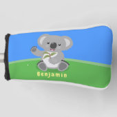 Cute happy koala waving cartoon illustratie golfheadcover (Voorkant)