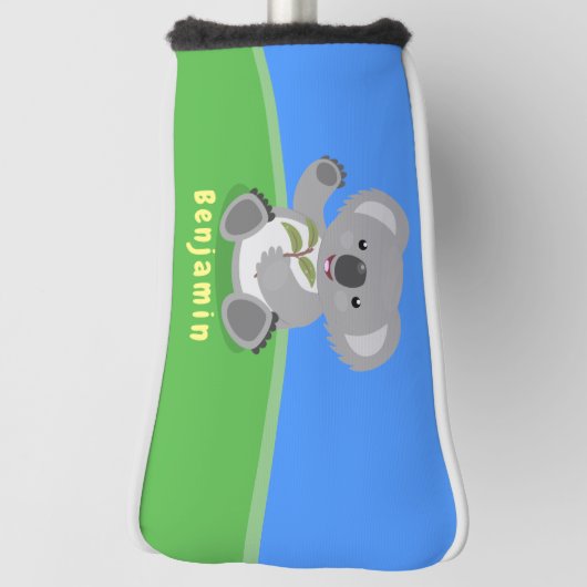 Cute happy koala waving cartoon illustratie golfheadcover (Draai 90)