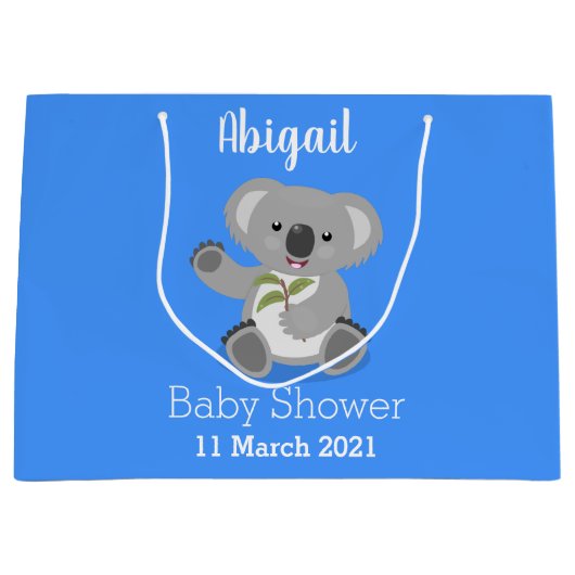 Cute happy koala waving cartoon illustratie groot cadeauzakje (Voorkant)