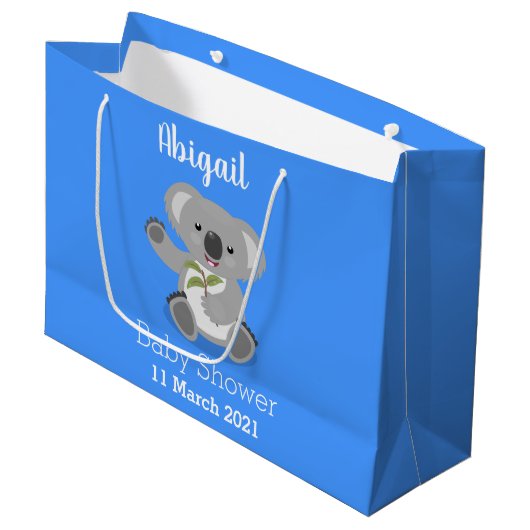 Cute happy koala waving cartoon illustratie groot cadeauzakje (Voorkant Gekanteld)