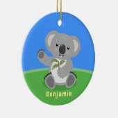 Cute happy koala waving cartoon illustratie keramisch ornament (Rechts)