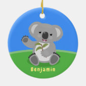 Cute happy koala waving cartoon illustratie keramisch ornament (Achterkant)