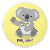 Cute happy koala waving cartoon illustratie keramische knop (Voorkant)