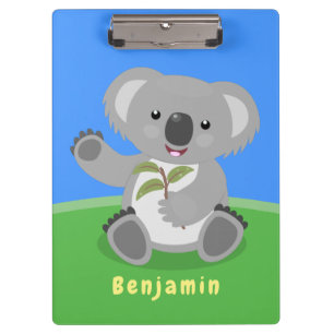 Cute happy koala waving cartoon illustratie klembord