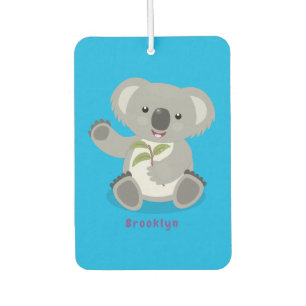 Cute happy koala waving cartoon illustratie luchtverfrisser