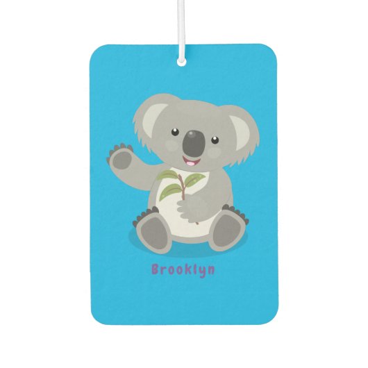 Cute happy koala waving cartoon illustratie luchtverfrisser (Voorkant)