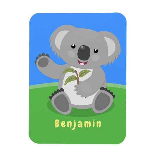 Cute happy koala waving cartoon illustratie magneet (Verticaal)