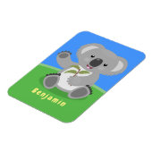 Cute happy koala waving cartoon illustratie magneet (Linkerzijde)