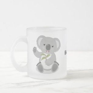 Cute happy koala waving cartoon illustratie matglas koffiemok