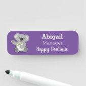 Cute happy koala waving cartoon illustratie naamplaatje (In situ)