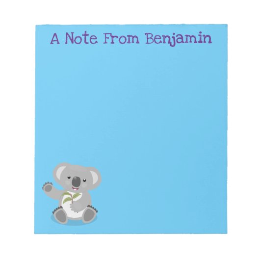 Cute happy koala waving cartoon illustratie notitieblok (Voorkant)