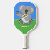Cute happy koala waving cartoon illustratie pickleball paddle (Achterkant)