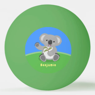 Cute happy koala waving cartoon illustratie pingpongbal