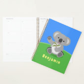 Cute happy koala waving cartoon illustratie planner (Display)