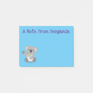Cute happy koala waving cartoon illustratie post-it® notes