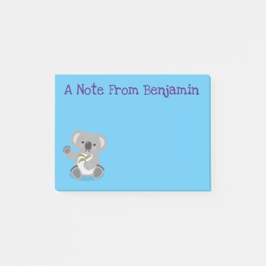 Cute happy koala waving cartoon illustratie post-it® notes (Voorkant)