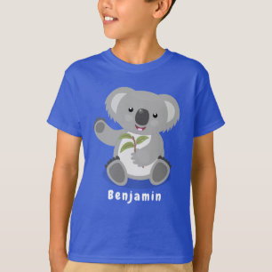 Cute happy koala waving cartoon illustratie t-shirt