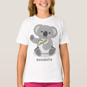 Cute happy koala waving cartoon illustratie t-shirt