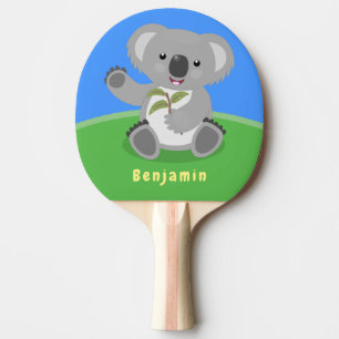 Cute happy koala waving cartoon illustratie tafeltennisbatje