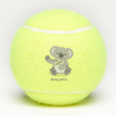 Cute happy koala waving cartoon illustratie tennisballen (Achterkant)