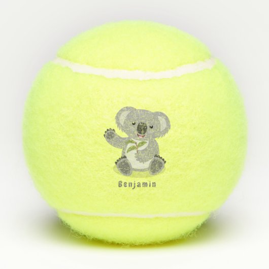 Cute happy koala waving cartoon illustratie tennisballen (Achterkant)