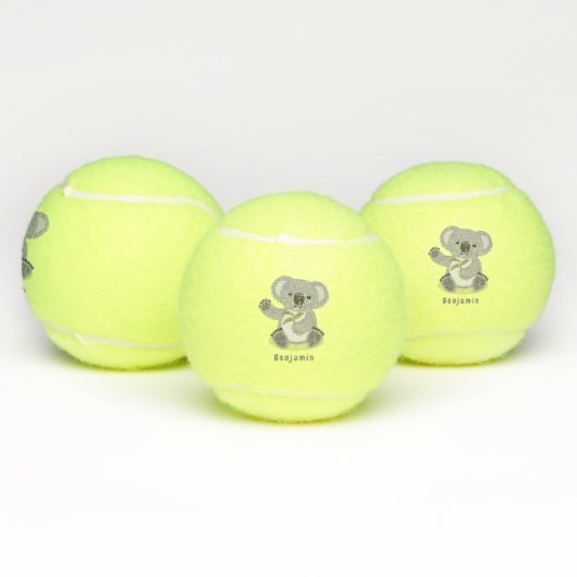 Cute happy koala waving cartoon illustratie tennisballen (Multi)