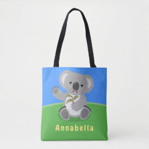 Cute happy koala waving cartoon illustratie tote bag