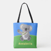 Cute happy koala waving cartoon illustratie tote bag (Achterkant)