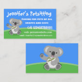 Cute happy koala waving cartoon illustratie visitekaartje (Voorkant / Achterkant)
