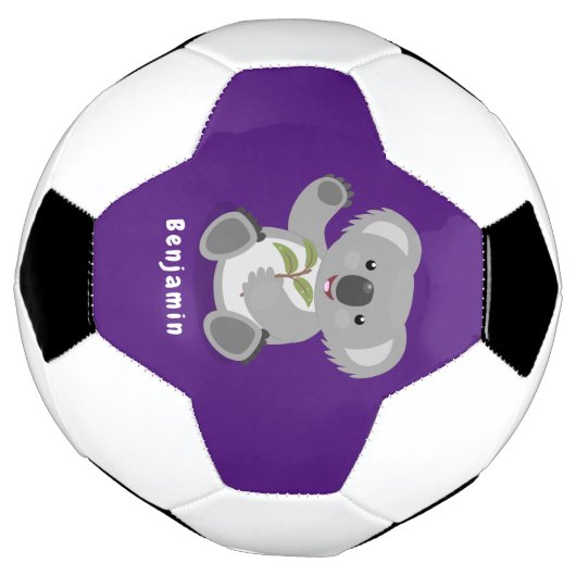 Cute happy koala waving cartoon illustratie voetbal (Gedraaid)