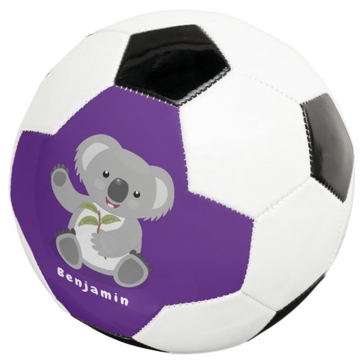 Cute happy koala waving cartoon illustratie voetbal (Drie kwart)