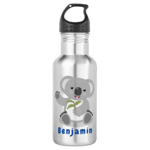 Cute happy koala waving cartoon illustratie waterfles 