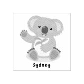 Cute happy koala waving cartoon illustration rubbe rubberstempel (Afrduk)