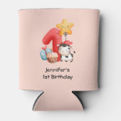 Cute Happy Koe 1e verjaardag Blikjeskoeler (Voorkant)