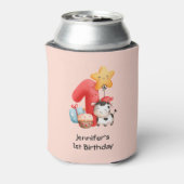 Cute Happy Koe 1e verjaardag Blikjeskoeler (Blikje Achterkant)
