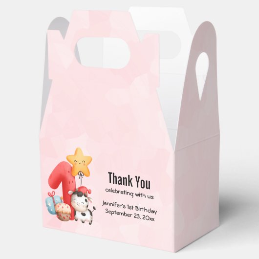 Cute Happy Koe 1e verjaardag Dank u Bedankdoosjes (Geopend)