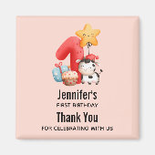 Cute Happy Koe 1e verjaardag Dank u Magneet (Voorkant)