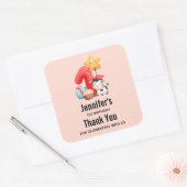 Cute Happy Koe 1e verjaardag Dank u Vierkante Sticker (Envelop)