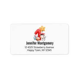 Cute Happy Koe 1e verjaardag Etiket