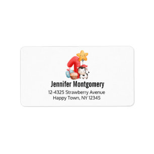 Cute Happy Koe 1e verjaardag Etiket