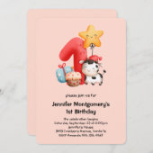 Cute Happy Koe 1e verjaardag Kaart (Voorkant / Achterkant)