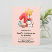 Cute Happy Koe 1e verjaardag Kaart (Staand voorkant)