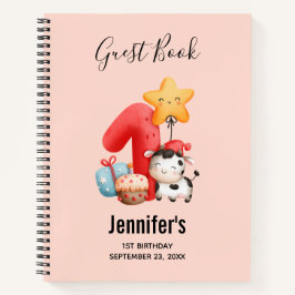 Cute Happy Koe 1e verjaardag Notitieboek